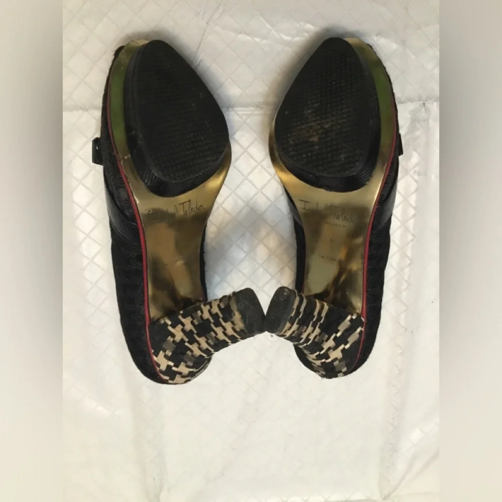 Skechers Black Peep-Toe Buckle Pumps